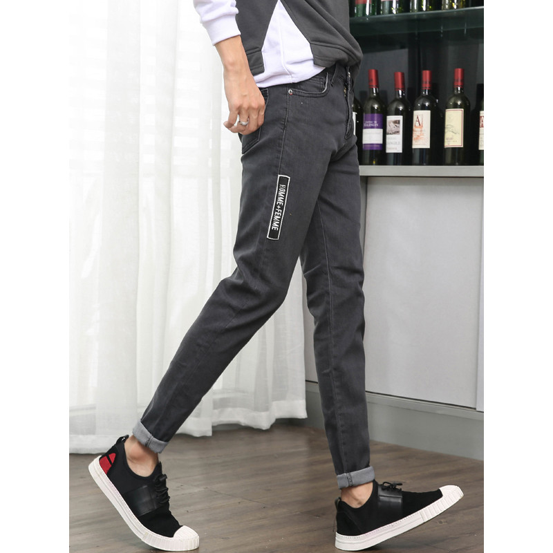 超音狼男装秋季弹力牛仔修身小脚牛仔长裤2018JD-B31