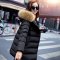 JMOORY大狐狸毛领羽绒服女中长款2020新款韩国东大门冬季宽松派克服连帽加厚白鸭绒外套 黑色 【85-140斤】