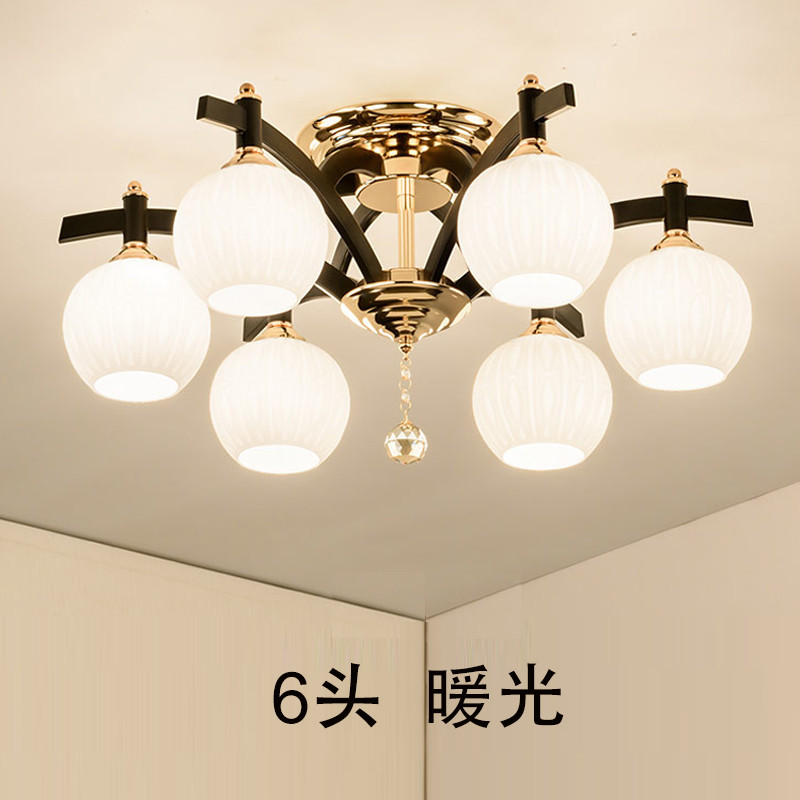 GMBL光明部落现代简欧led吸顶灯美式乡村客厅灯北欧卧室灯具温馨房间铁艺书房餐厅灯饰 6头配送暖光灯泡