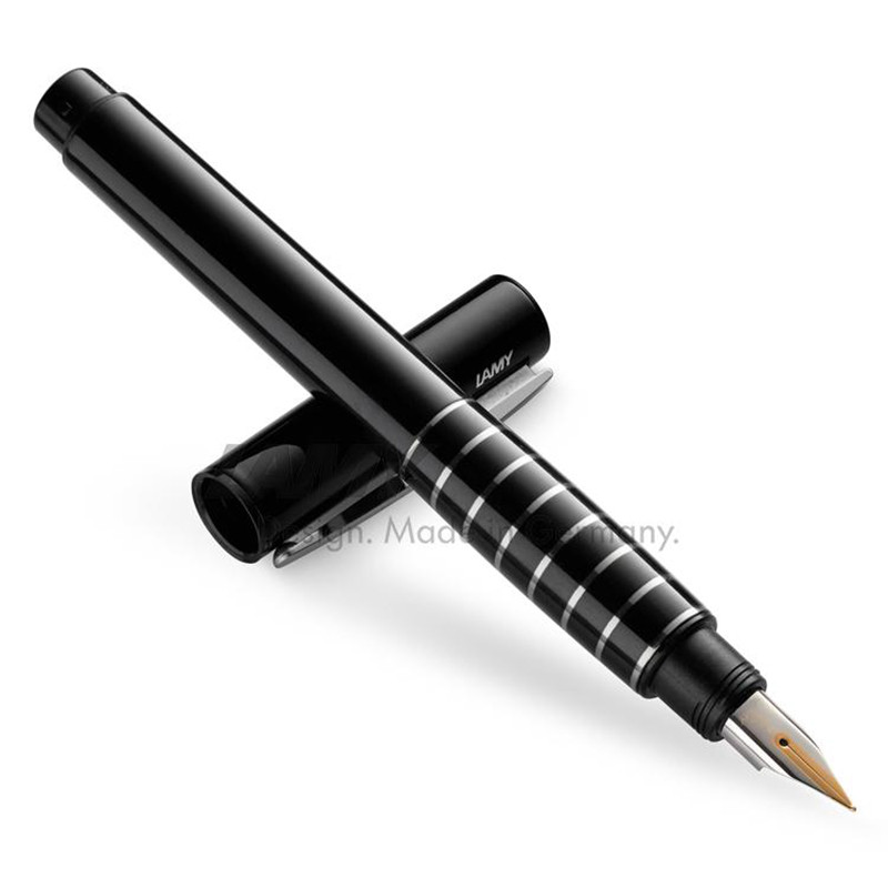 凌美(LAMY)钢笔墨水笔优雅系列黑杆镀铑环手握14K金笔F尖