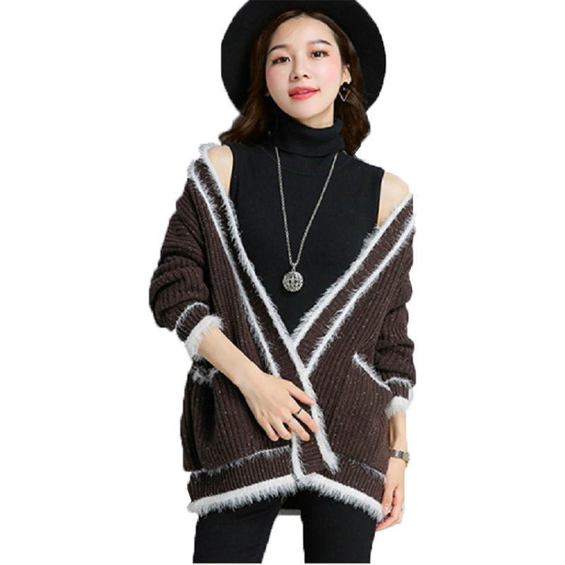 安恬莱粗线大码厚款外套LF316 XL 棕色