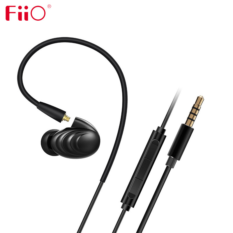 FiiO/飞傲 F9三单元圈铁线控带麦入耳式线控手机平衡涟漪耳机 仿生外形设计 精密金属音腔 黑色