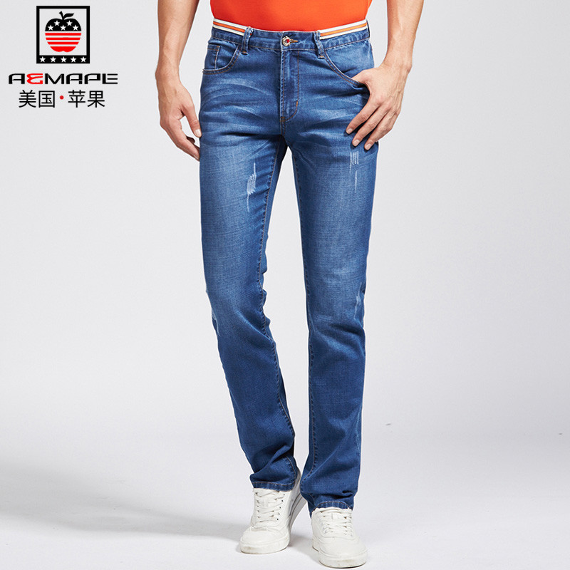 AEMAPE美国苹果 牛仔裤男士时尚棉质休闲微弹休闲时尚百搭潮长裤 蓝色 38(3尺1)