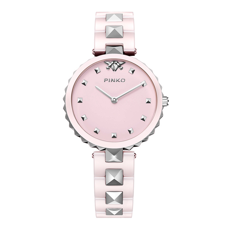 意大利进口PINKO手表欧美品牌女士 简约时尚石英表女Licis1系列粉红色陶瓷带