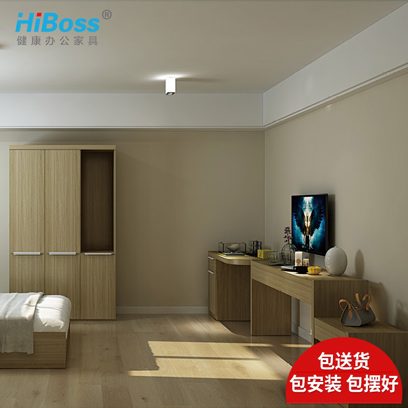 HiBoss职员宿舍家具标间全套配套家具衣柜床头柜 连体桌 连体桌3800W*600D*750H