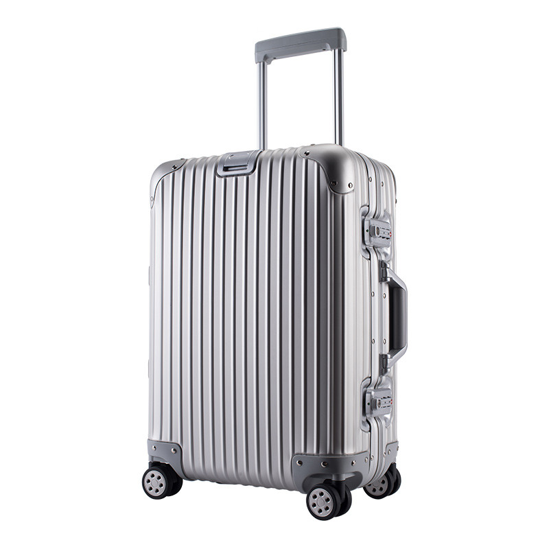 【银色24】新品行李箱 铝镁合金拉杆箱飞机轮 24寸金属铝框旅行箱 24寸 银色