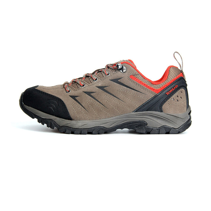 探路者TOREAD登山鞋男士款透气防滑徒步鞋户外鞋KFAF91370 43码 泥青/深橘红