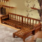老故居现代中式实木沙发组合 橡木转角贵妃拉床沙发客厅家具 四人位+贵妃+茶几海棠色