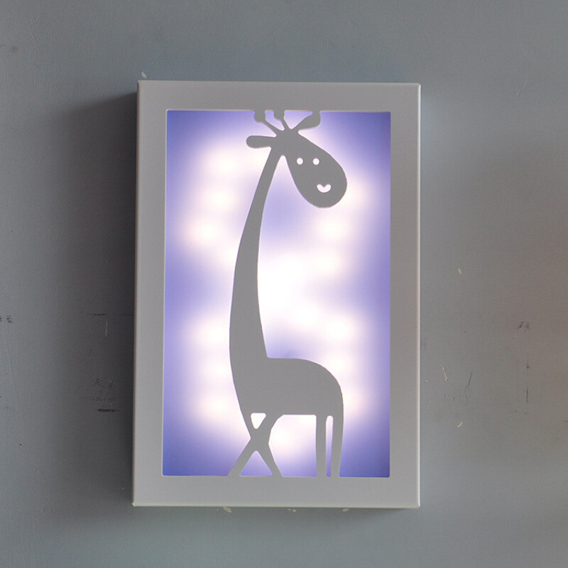 缕空雕刻可爱鹿环保儿童卡通灯LED卧室床头灯装饰灯卡通壁灯 MB011可爱鹿蓝色12W暖光20*30CM