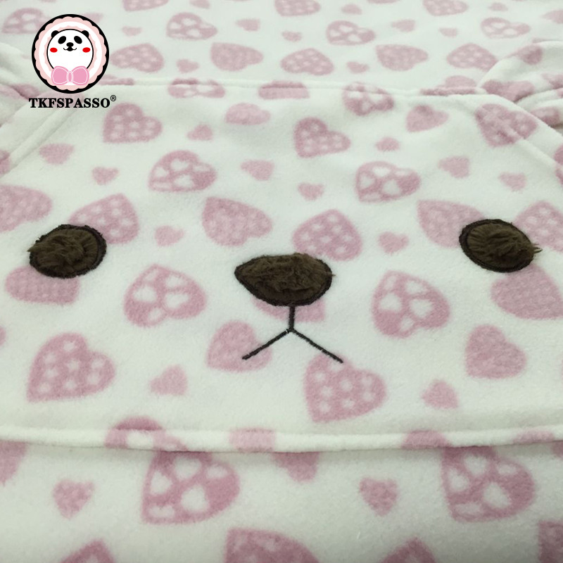 TKFSPASSO/斯帕颂摇粒绒爱心印花口袋小熊提花可爱公主家居服长裙 均码 水晶粉色