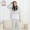 TKFSPASSO/斯帕颂素色可爱小猫口袋连帽家居服套装女 休闲风春夏 M-L 浅灰色