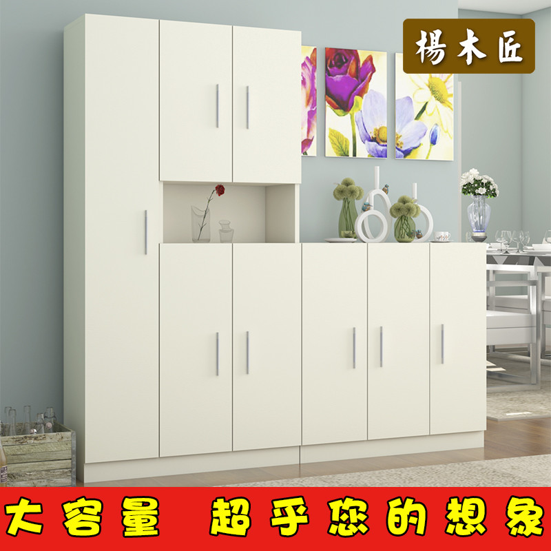 玄关柜烤漆中式带门无门翻斗鞋架大容量现代简约实木鞋柜_1 新款四门（白色）