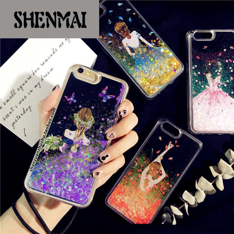 shm品牌oppor9s手机壳创意卡通流沙女孩防摔r9plus保护套女款潮oppo