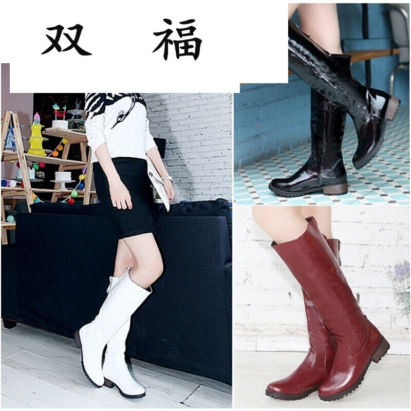 女鞋2017新款冬季女鞋平底短靴女平跟中筒筒靴子女大码棉鞋女 黑色 34