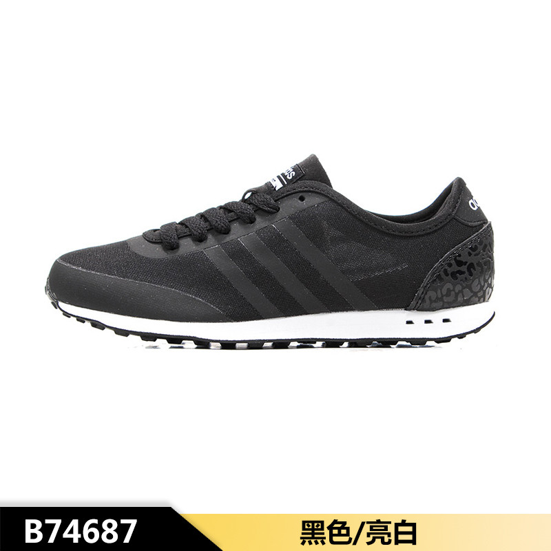adidas阿迪达斯NEO2017夏季女子休闲运动跑步鞋B74687 1号黑色/1号黑色/亮白 36