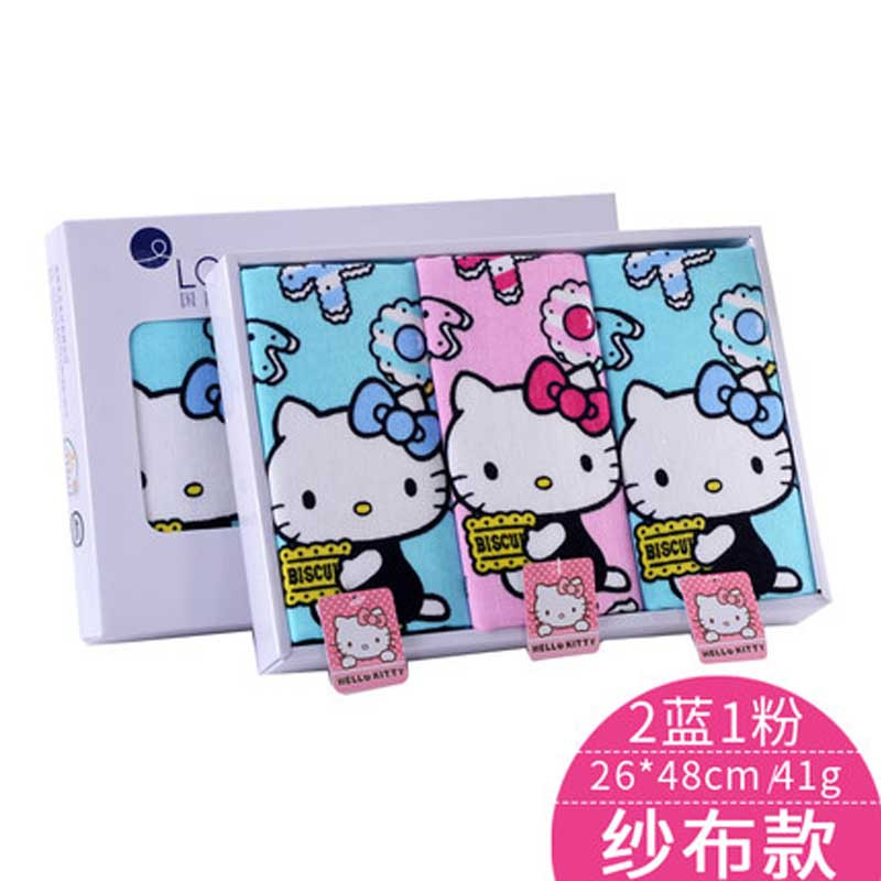 hello Kitty毛巾 26*47cm 【纱布款】2蓝色1粉色