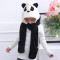 贝迪牛秋冬学生韩版套装可爱帽子围巾手套三件套儿童熊猫保暖围脖 1岁-8岁 黑白熊猫帽子围巾手套一体