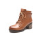红蜻蜓2017秋冬季新款真皮马丁靴潮女短靴英伦风系带单靴短筒靴子 棕色 36码