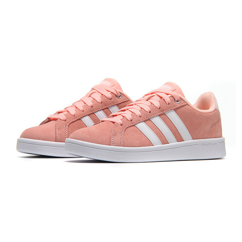 adidas阿迪达斯NEO女子板鞋2018新款小白鞋休闲运动鞋AW4287 粉色 38.5