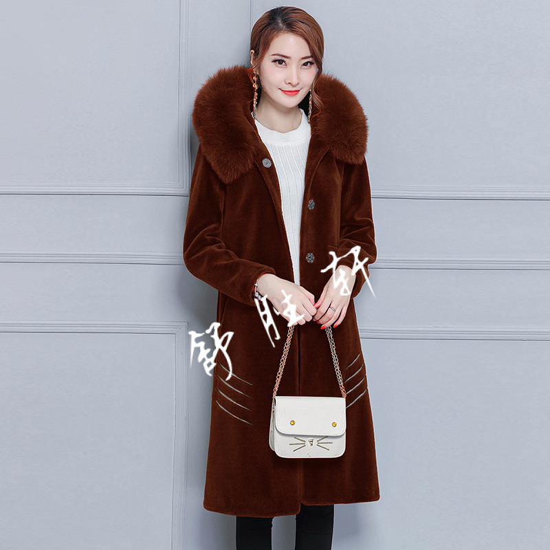 羊剪绒大衣女新款2017冬季气质中长款大码皮毛一体仿皮草外套女 3xl