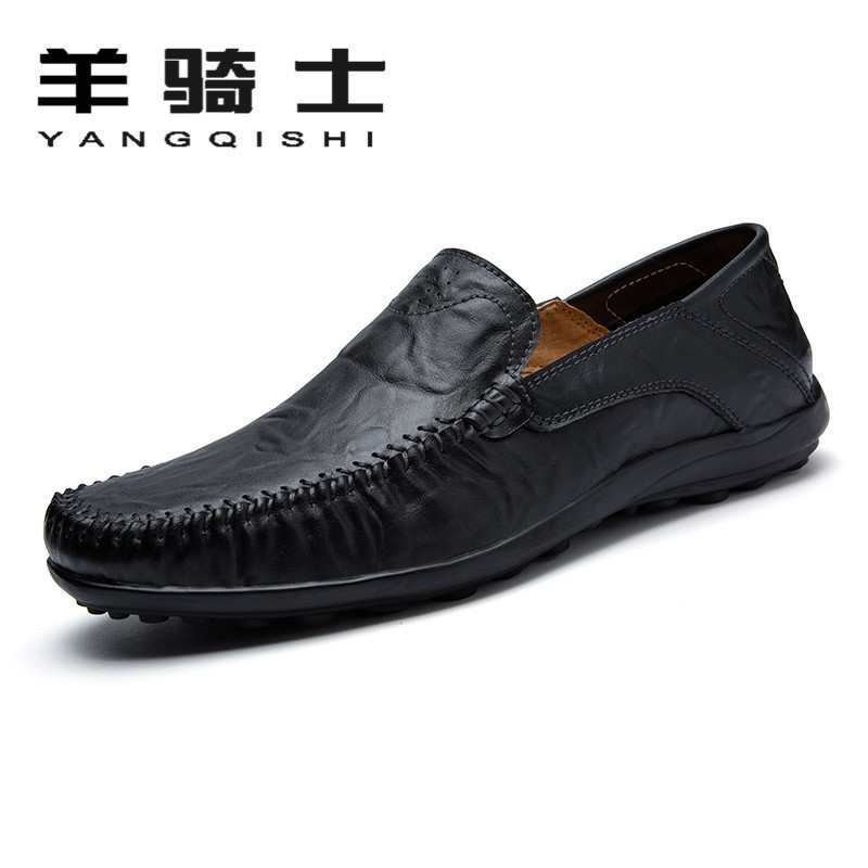 羊骑士2018新款男鞋潮流商务休闲皮鞋圆头男皮鞋 SY-1207棕色 42码