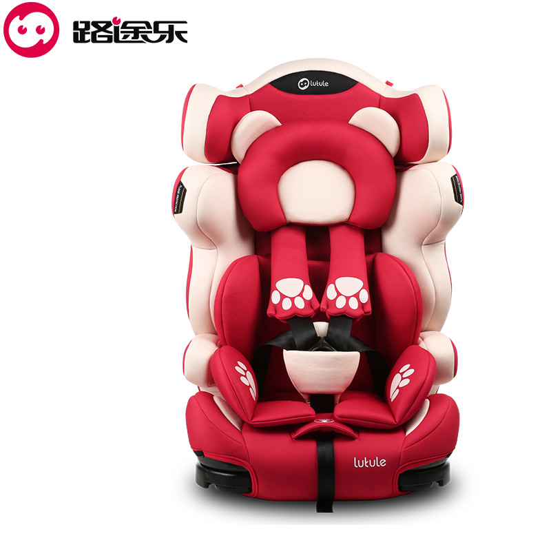 路途乐儿童安全座椅3C认证宝宝婴儿汽车用五点式儿童座椅9月-12岁 熊大红-2016热销款