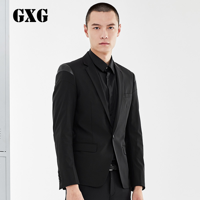 GXG西装男装春季男士时尚黑色商务流行休闲单西潮 185/XXL 黑色