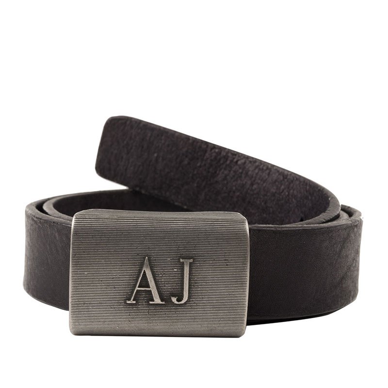Armani Jeans 方形平滑扣牛皮男士腰带 9310096A82800020 110cm 黑色