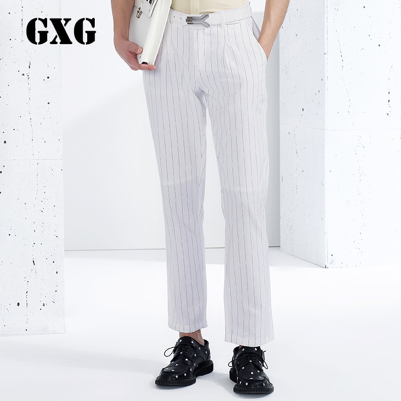 GXG休闲裤男装夏装男士时尚潮流都市修身白色休闲长裤 185/XXL 白色