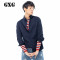 GXG长袖衬衫男装男士秋季修身时尚藏青色纯色长袖衬衫#64103428 175/L 藏青色
