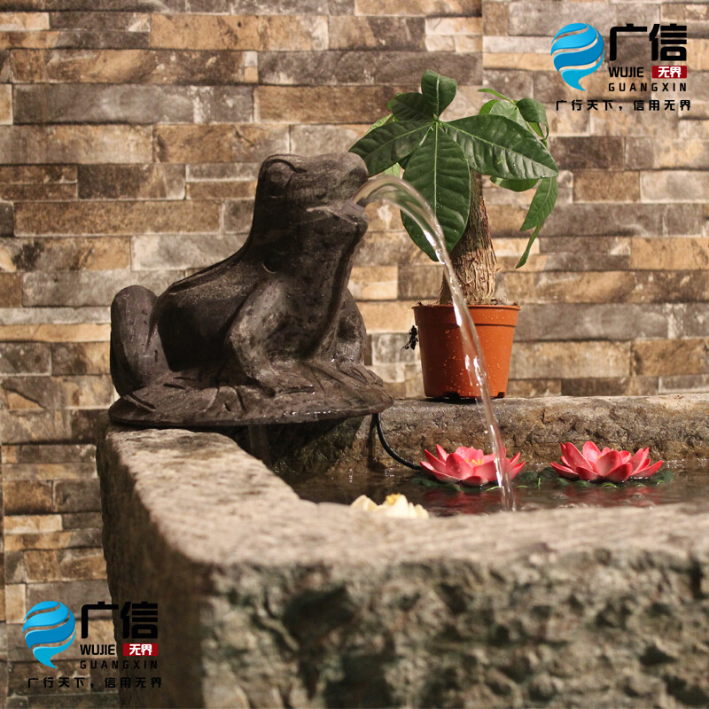 洋子（YangZi）老石槽水景牛槽马槽石头鱼缸流水花盆石水槽复古青石雕旧石器摆件_1 青蛙流水