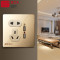 洋子（YangZi）86型家用墙壁电源暗装5五孔usb插座面板带手机充电支架_1 贵族金【2100mA快充不伤手机】