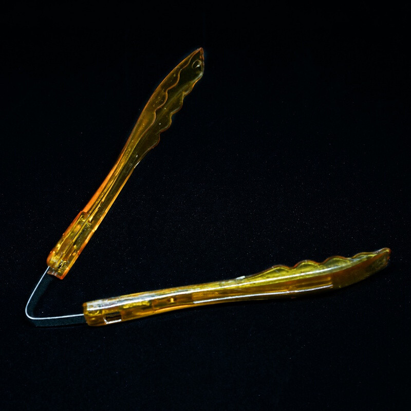 洋子（YangZi）塑料食品夹面包糕点水果蔬菜沙拉蛋糕麻辣烫夹子自助餐夹烘培厨具 姜黄色