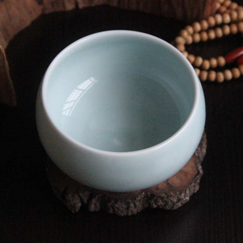 洋子（YangZi）纯黑素食碗钵僧人饭碗咖啡色黄色钵盂釉下彩青瓷陶瓷碗 粉青大碗
