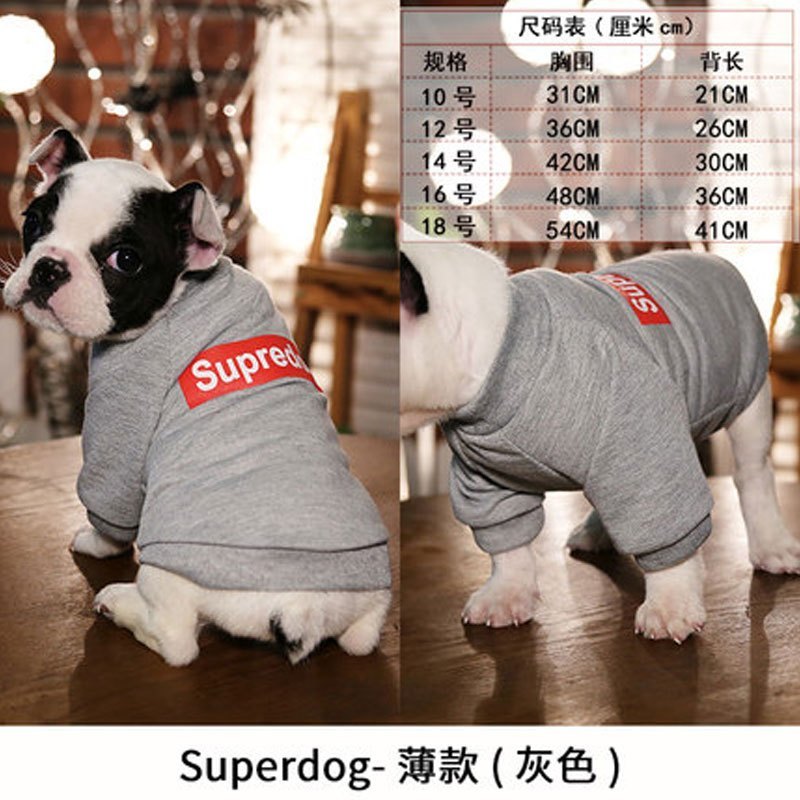 狗狗猫泰迪雪纳瑞衣服比熊幼犬小型犬宠物狗服饰四脚秋装冬装秋冬多色多款多功能宠物用品宠物服饰_1 潮superdog灰