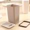 创意卫生间垃圾桶家用厨房客厅中号有盖长方形塑料垃圾筒纸篓垃圾桶生活家居家庭清洁工具清洁用品_3 米色摇盖款