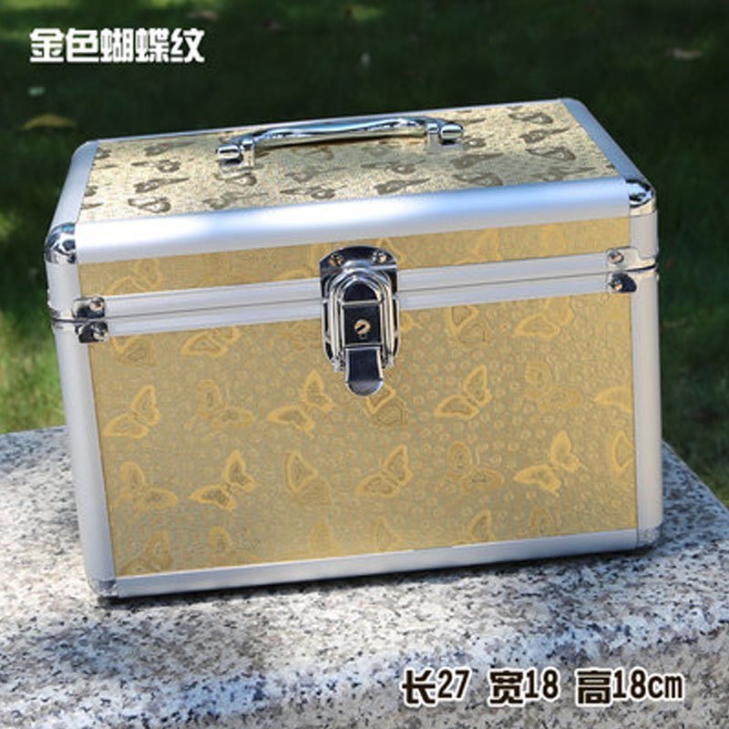 中号大号专业单锁化妆箱带镜收纳盒美甲纹绣工具箱跟妆手提多色多款多功能生活日用收纳用品时尚创_3 30CM大号白色防火板