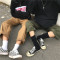 18款式秋韩版宽松bf原宿风复古港味休闲直筒工装阔腿裤九分长裤男女学生 M 军绿色