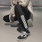 18款式韩版春季休闲裤男条纹运动束脚裤学生宽松小脚裤加绒加厚潮男裤子 L 红白色