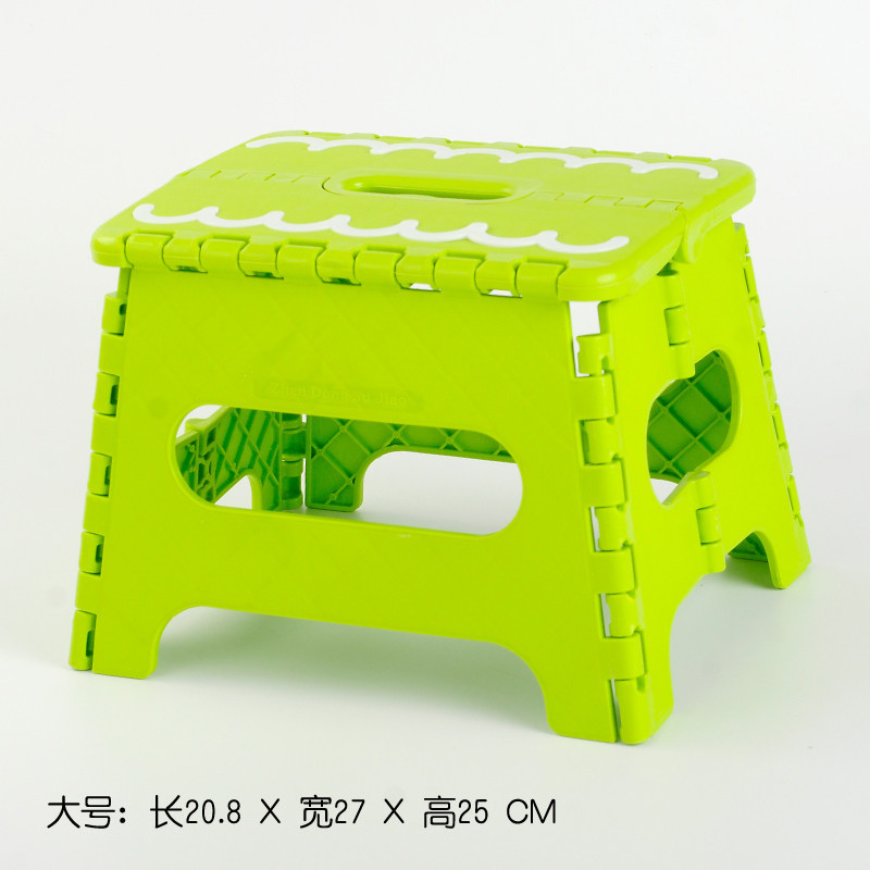 家用时尚加厚椅子塑料便携户外儿童马扎创意幼儿园迷你折叠凳_1 大号波浪线绿色