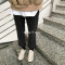 18款式秋冬韩版大码bf原宿风直筒九分牛仔裤女学生高腰宽松显瘦阔腿裤潮 XL115-125斤 黑色色