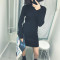 18款式针织打底衫女内搭秋冬中长款修身显瘦包臀毛衣裙高领紧身连衣裙 均码 灰色