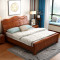 千喜凡品雅居 床 实木床现代简约中式双人床1.8米/1.5米单人床卧室高箱储物床婚床 1.5米相框结构小抽屉+棕垫