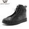 维界高帮休闲男鞋个性舒适新款厚底高帮板鞋 黑色 37