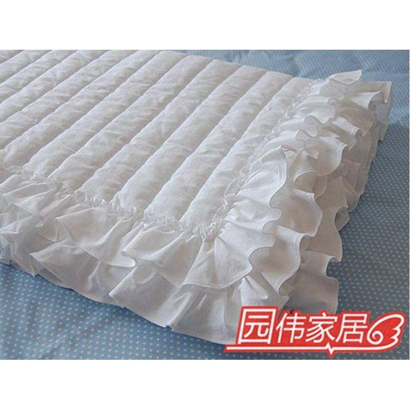 神州行EASYOWN 韩式套件白色木耳边双层荷叶边夹棉绗缝床垫床品配件 白色2.0m(6.6英尺)床