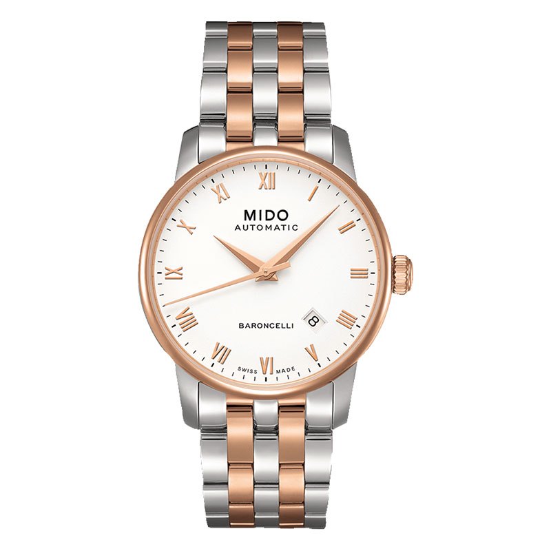 美度(MIDO)瑞士手表 贝伦赛丽系列自动机械瑞士手表钢带男表腕表M8600.9.N6.1 白色
