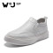 维界百搭新款精致车线牛皮板鞋小白鞋 白色 42