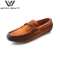 维界奢华舒适 牛皮豆豆休闲鞋 橙色 38