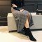 18款式鱼尾裙冬季韩版复古高腰中长款荷叶边裙不规则毛呢格子半身裙女 XL 黑色（现货）