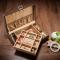 皮革双层首饰盒皮质手表珠宝手镯收纳收藏盒节日礼品_5 黑色+皮黄色内饰